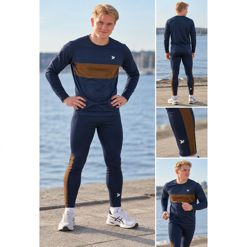 Kvadratisk billede af blå og brune Oliver Tights