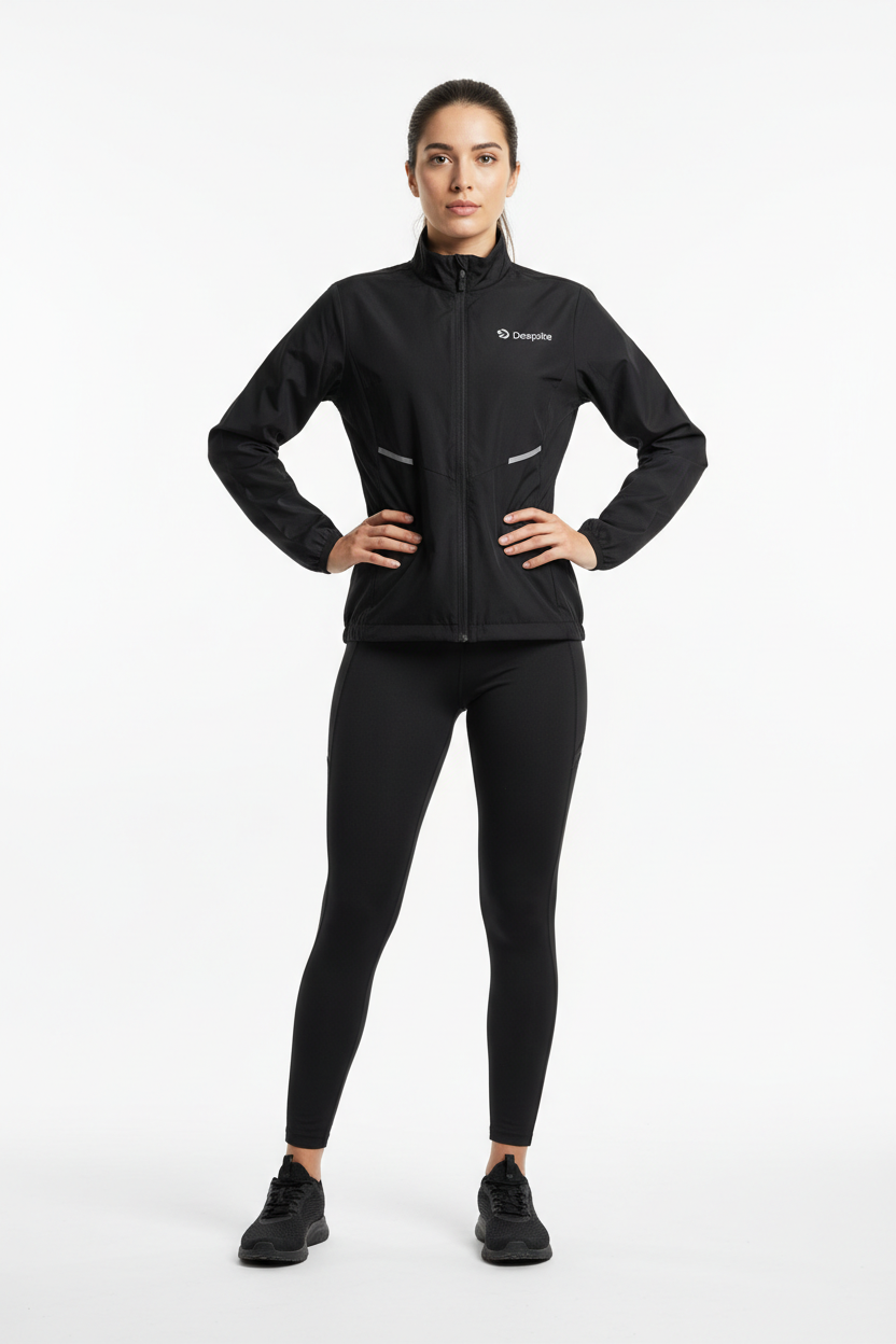 Kvindelig model med Despite løbejakke